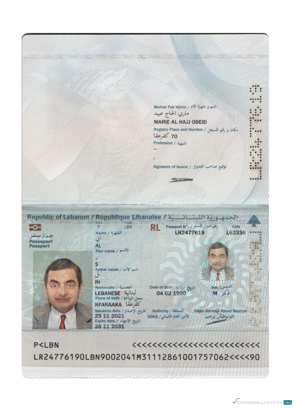 Download Lebanon passport 2021 present Photoshop template